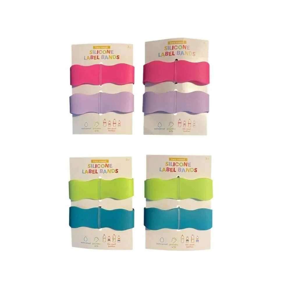 Silicone Label Bands – Set of 4 – Pink, Lavender, Lime & Teal – NWT